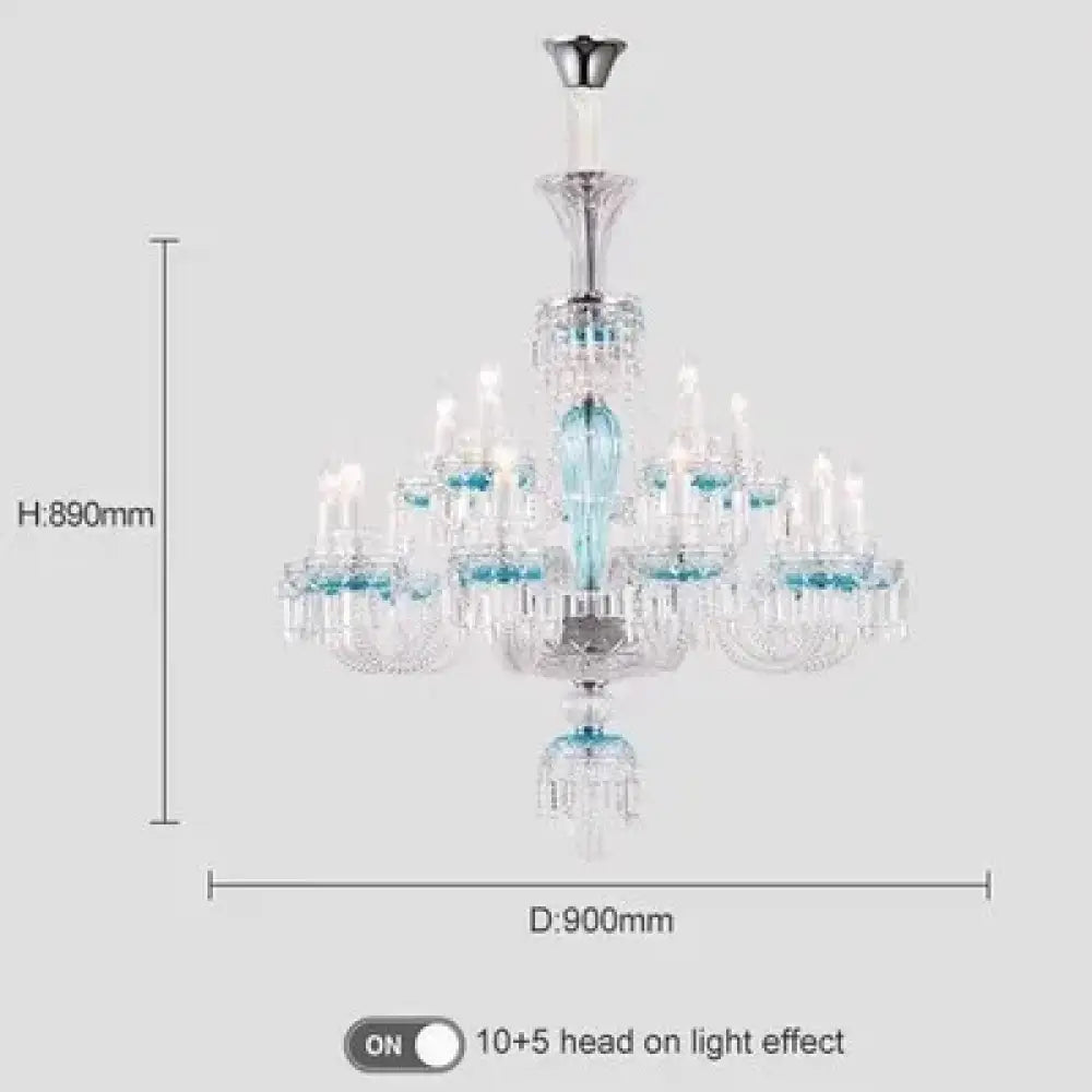 Luxury Crystal Candle Chandelier for Living and Dining Room 15 lamp arms / Neutral light Chandelier