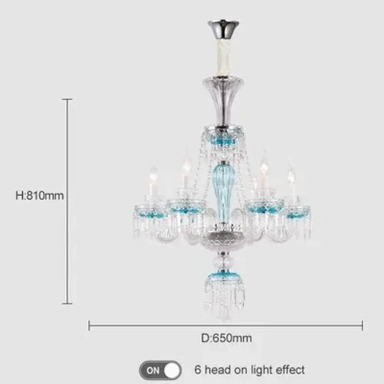 Luxury Crystal Candle Chandelier for Living and Dining Room 6 lamp arms / Neutral light Chandelier