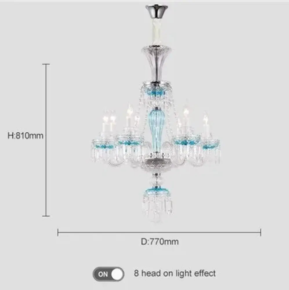 Luxury Crystal Candle Chandelier for Living and Dining Room 8 lamp arms / Neutral light Chandelier
