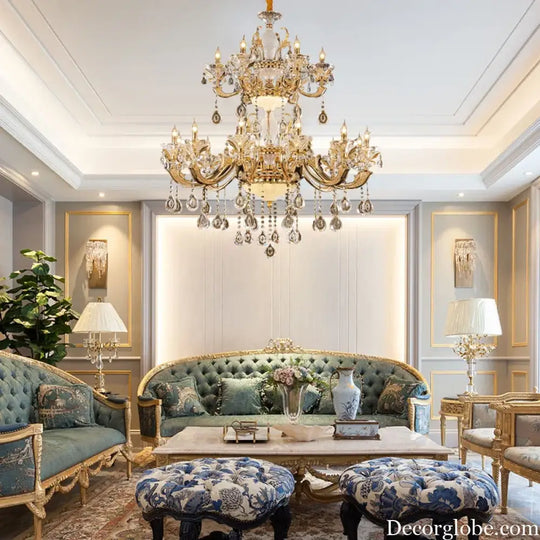 Crystal Candle Chandelier for Living Room and Dining Area Chandelier