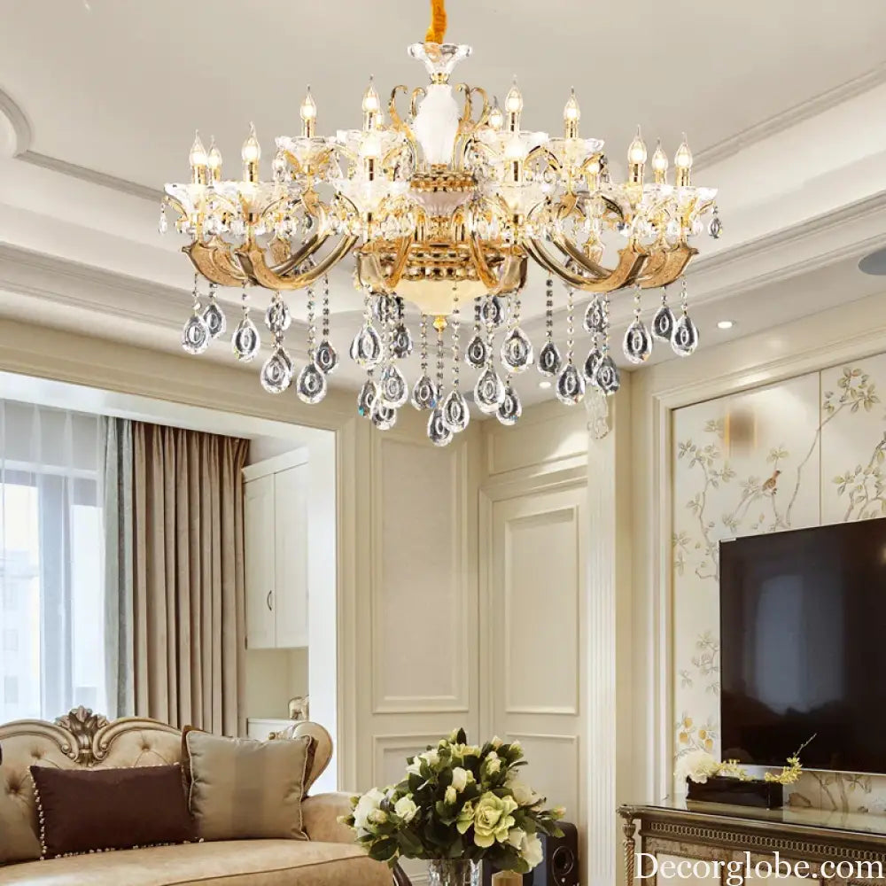 Crystal Candle Chandelier for Living Room and Dining Area Chandelier