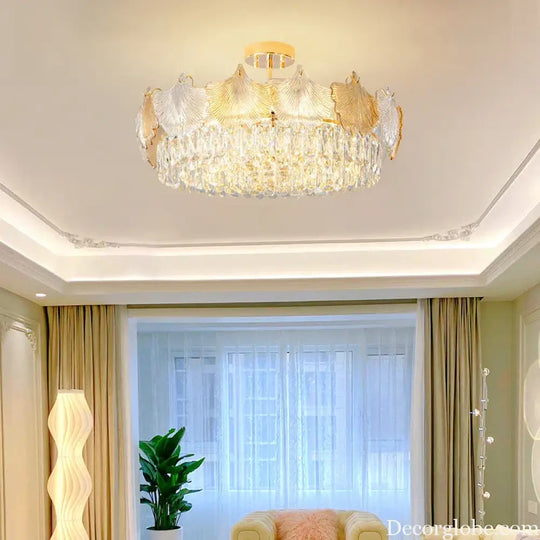 Elegant Crystal Ceiling Chandelier with LED Lighting - Luxury Home Decoration for Living Rooms, Bedrooms, and Restaurants - DecorGlobe