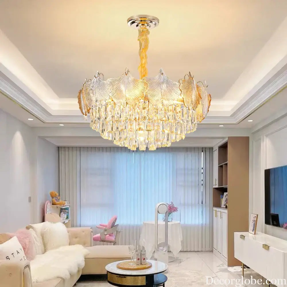 Elegant Crystal Ceiling Chandelier with LED Lighting - Luxury Home Decoration for Living Rooms, Bedrooms, and Restaurants - DecorGlobe