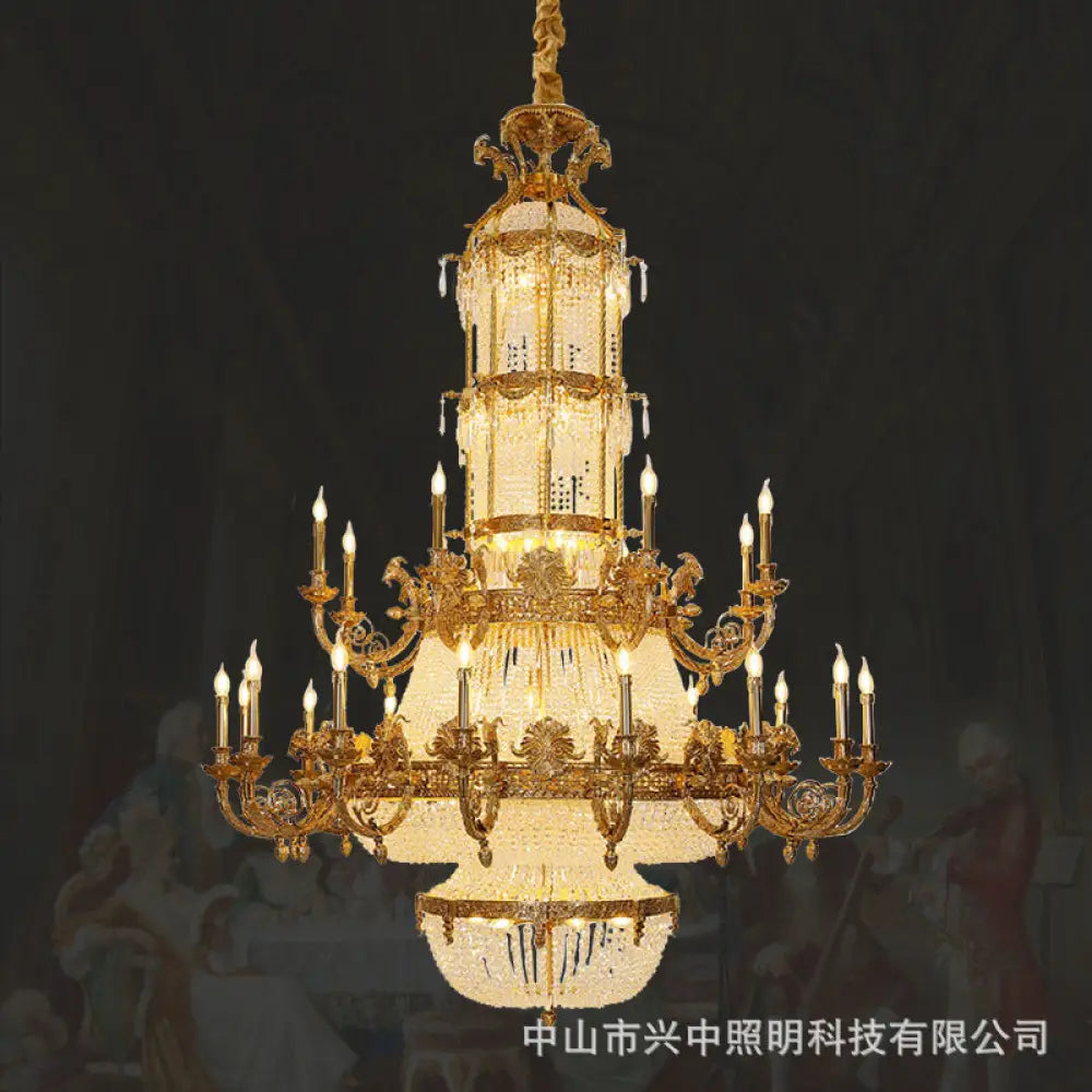 Crystal Chandelier for European-Style Villa Living Room 16 + 8 heads (diameter 168cm, height 235cm)