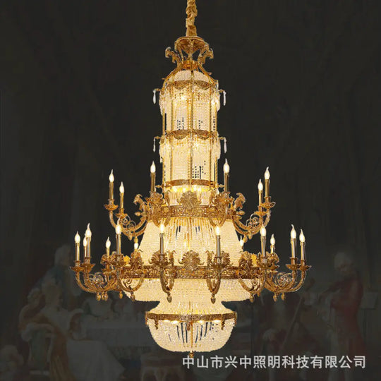 Crystal Chandelier for European-Style Villa Living Room 16 + 8 heads (diameter 168cm, height 235cm)