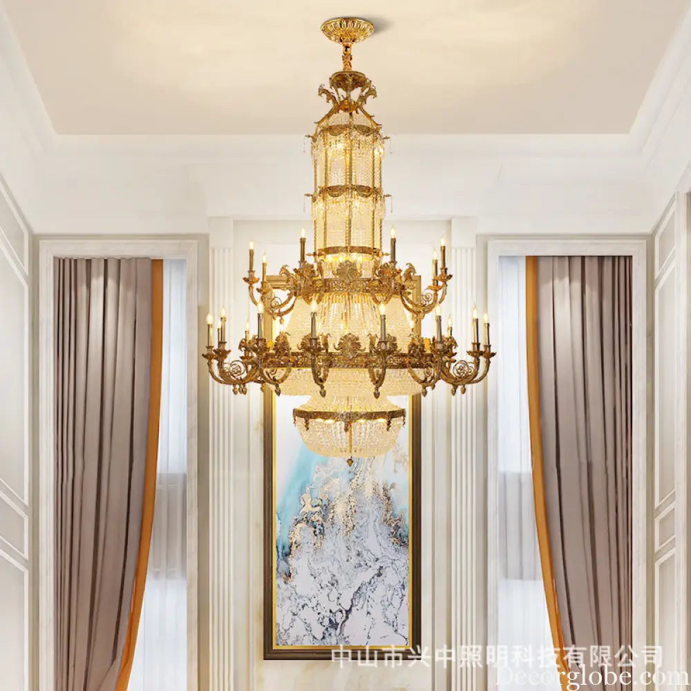 Crystal Chandelier for European-Style Villa Living Room 16 + 8 heads (diameter 168cm, height 235cm)