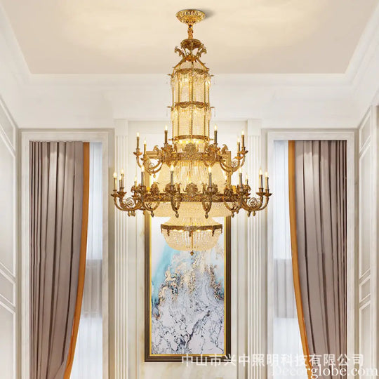 Crystal Chandelier for European-Style Villa Living Room 16 + 8 heads (diameter 168cm, height 235cm)