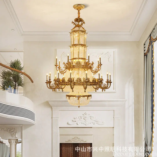 Crystal Chandelier for European-Style Villa Living Room 16 + 8 heads (diameter 168cm, height 235cm)