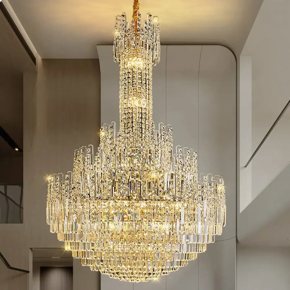 Crystal Chandelier for Duplex Hall and Staircase Lighting Chandelier