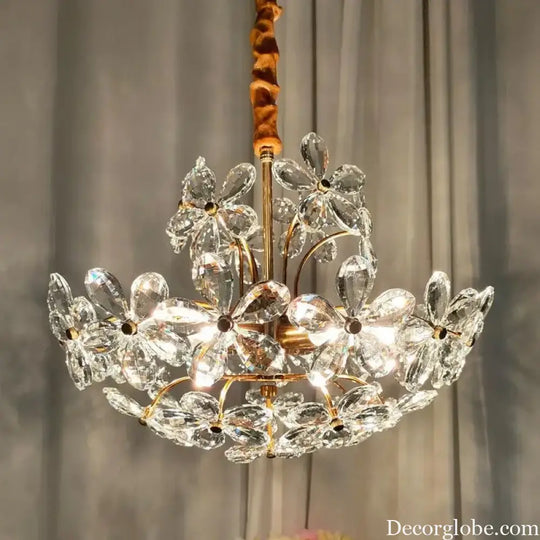 Elegant Crystal Flower Chandelier - New Style Dream with French Pastoral and American Retro Flair for Bedroom and Dining Room - DecorGlobe