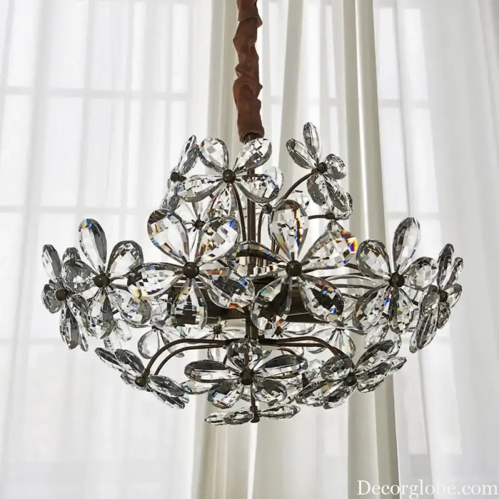 Elegant Crystal Flower Chandelier - New Style Dream with French Pastoral and American Retro Flair for Bedroom and Dining Room - DecorGlobe