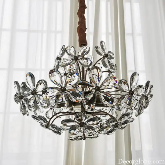 Elegant Crystal Flower Chandelier - New Style Dream with French Pastoral and American Retro Flair for Bedroom and Dining Room - DecorGlobe