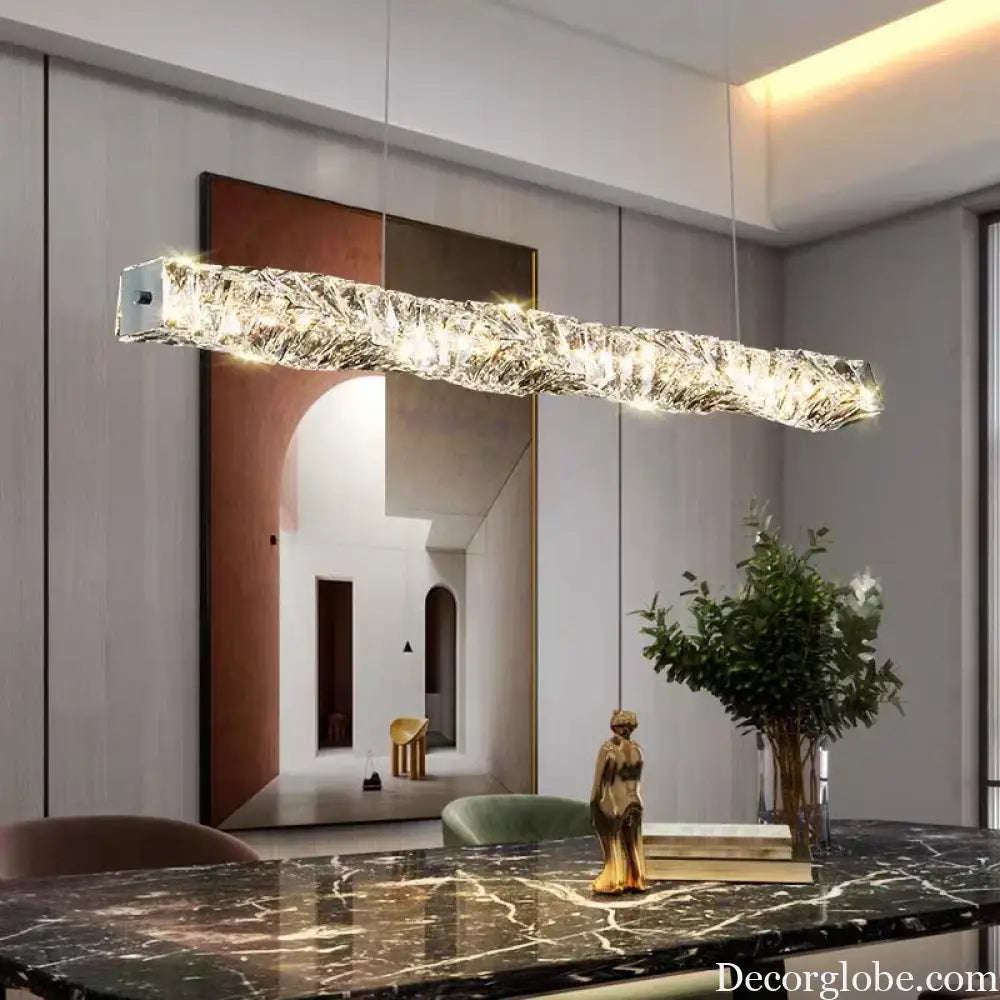 Sophisticated Crystal LED Pendant Lights - Dimmable, Ideal for Living and Dining Rooms - Luxurious Ring Design - DecorGlobe