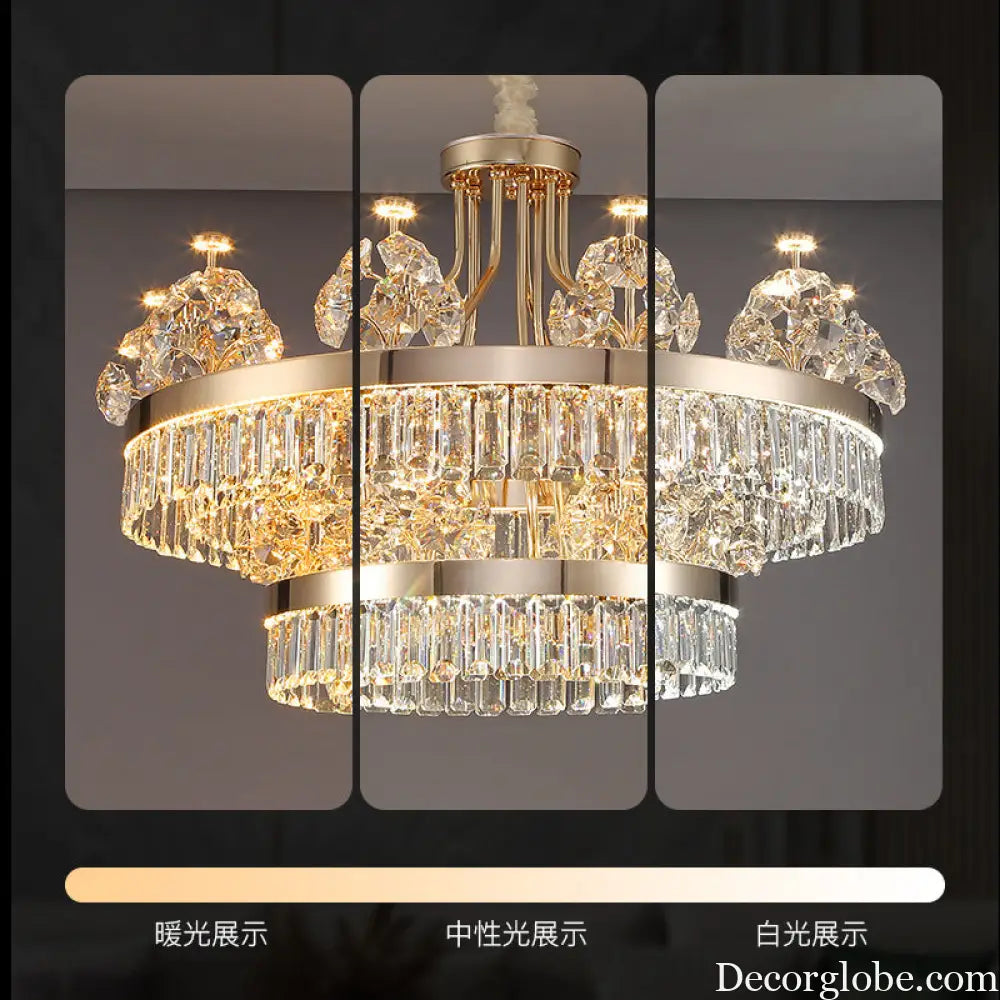 Modern minimalist crystal chandelier living room main lamp Hotel Villa duplex building light luxury chandelier French