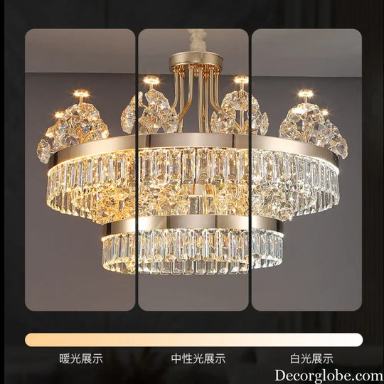 Modern minimalist crystal chandelier living room main lamp Hotel Villa duplex building light luxury chandelier French