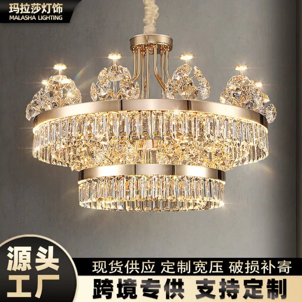 Modern minimalist crystal chandelier living room main lamp Hotel Villa duplex building light luxury chandelier French