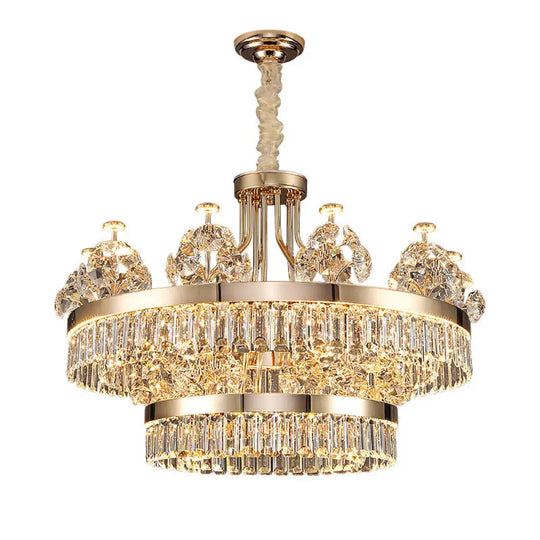 Modern minimalist crystal chandelier living room main lamp Hotel Villa duplex building light luxury chandelier French