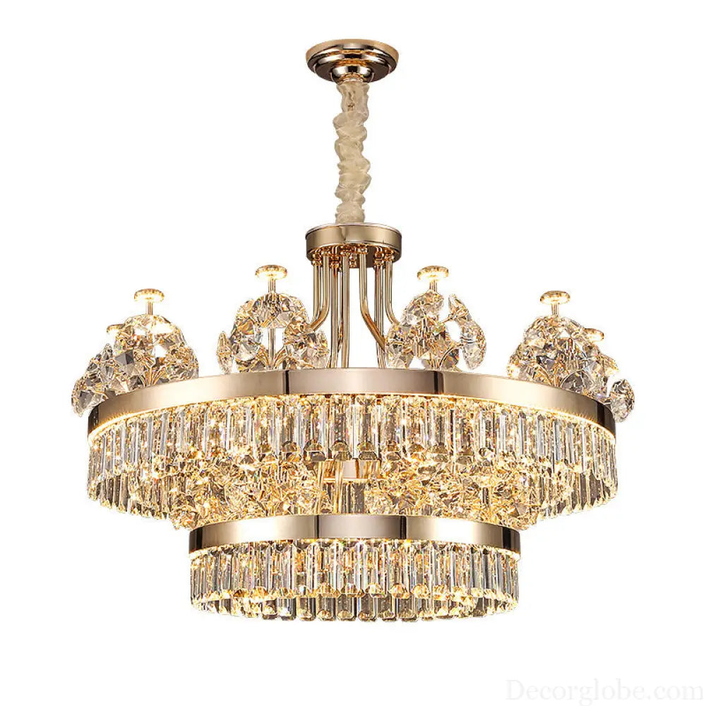 Modern minimalist crystal chandelier living room main lamp Hotel Villa duplex building light luxury chandelier French