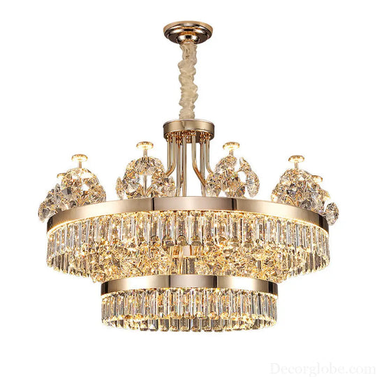 Modern minimalist crystal chandelier living room main lamp Hotel Villa duplex building light luxury chandelier French