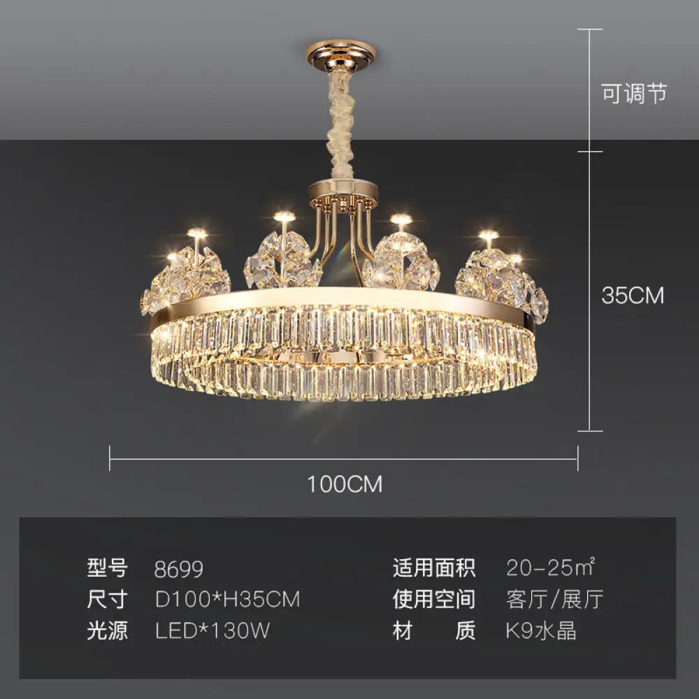 Modern minimalist crystal chandelier living room main lamp Hotel Villa duplex building light luxury chandelier French