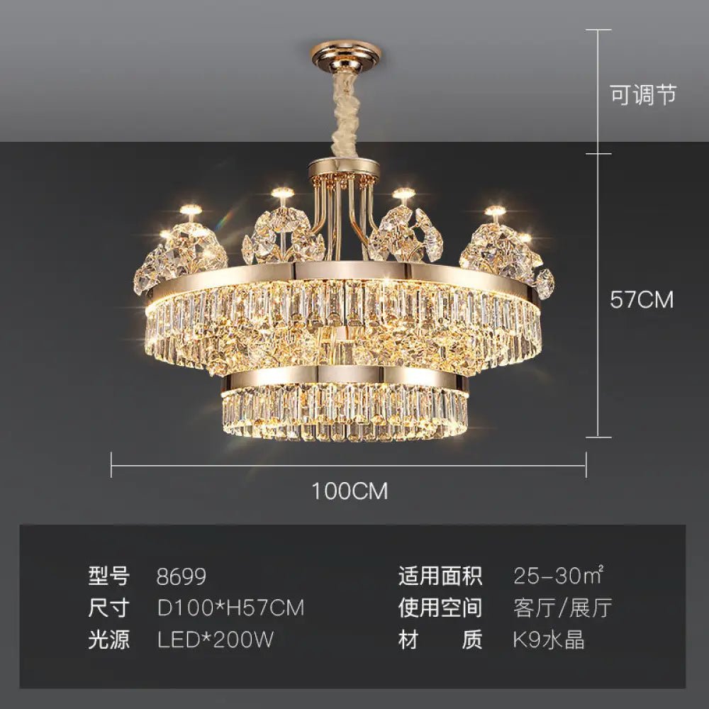 Modern minimalist crystal chandelier living room main lamp Hotel Villa duplex building light luxury chandelier French