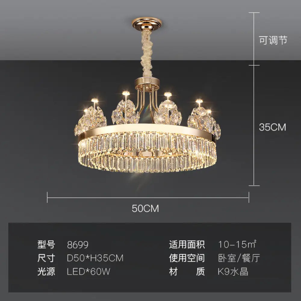 Modern minimalist crystal chandelier living room main lamp Hotel Villa duplex building light luxury chandelier French