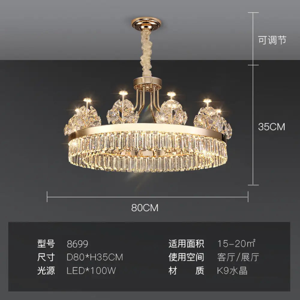 Modern minimalist crystal chandelier living room main lamp Hotel Villa duplex building light luxury chandelier French
