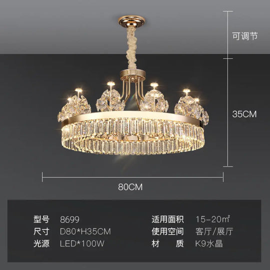Modern minimalist crystal chandelier living room main lamp Hotel Villa duplex building light luxury chandelier French