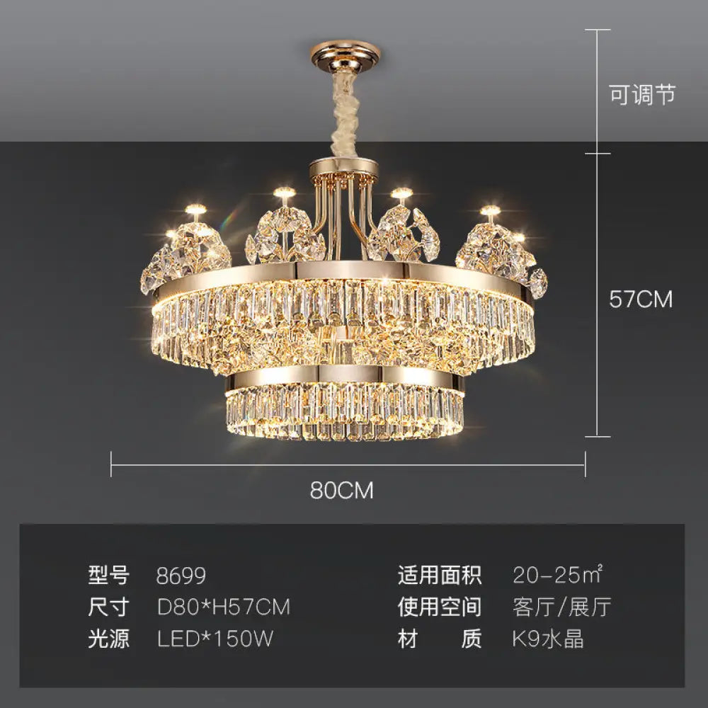 Modern minimalist crystal chandelier living room main lamp Hotel Villa duplex building light luxury chandelier French