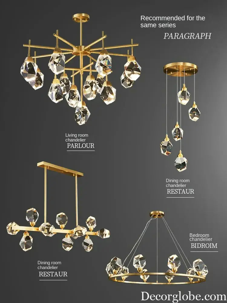 Luxury Crystal Living Room Chandelier - Modern Decor Pendant Light Fixture for Bedrooms, Dining Areas, Kitchens, and Home Decoration - DecorGlobe