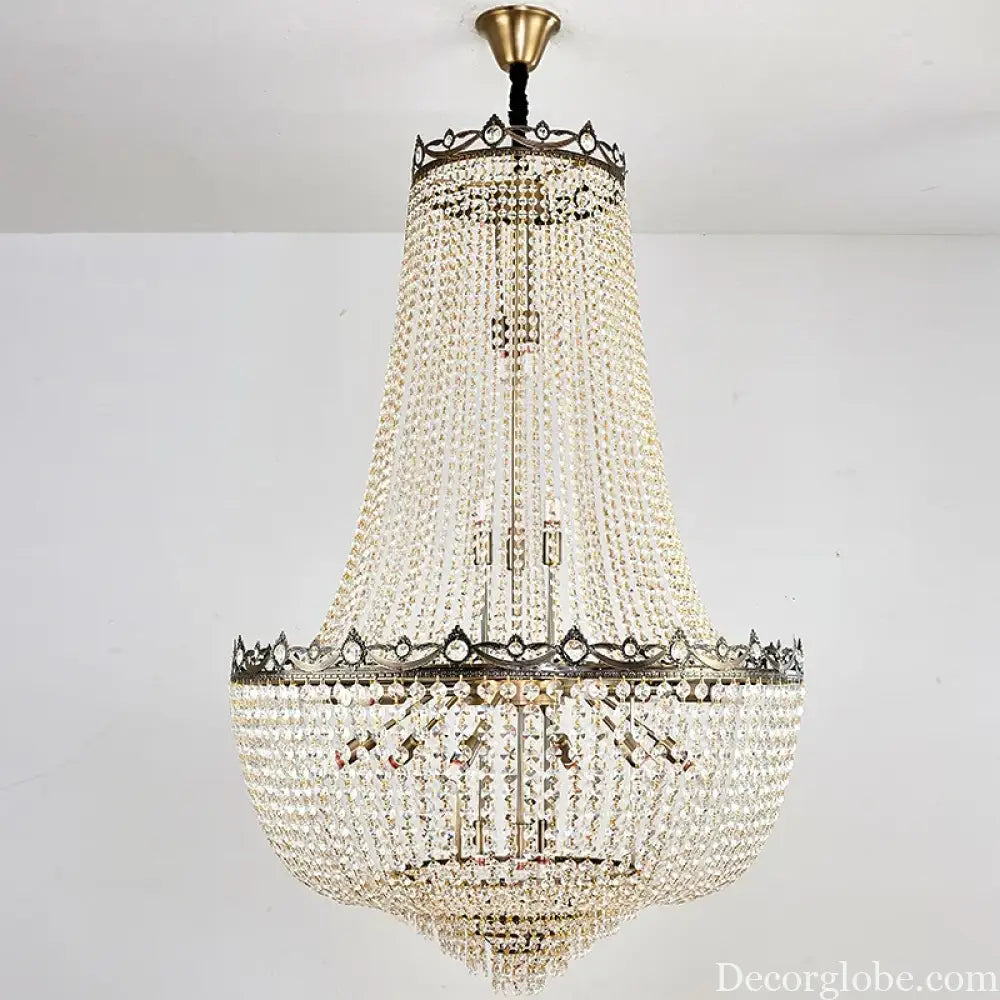 Elegant Crystal Chandelier for Duplex Buildings - A Modern Luxury Fixture for Living Rooms, Dining Spaces, Hotels, and Special Events - DecorGlobe