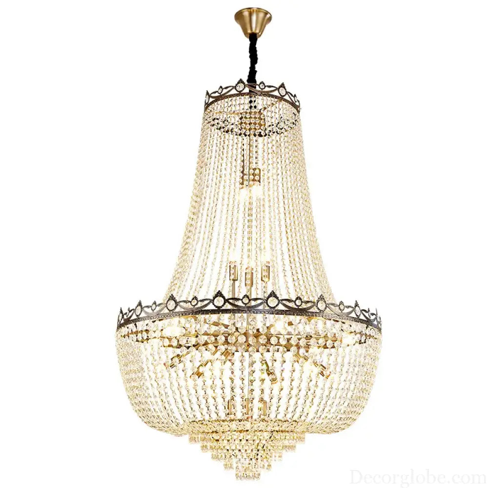 Elegant Crystal Chandelier for Duplex Buildings - A Modern Luxury Fixture for Living Rooms, Dining Spaces, Hotels, and Special Events - DecorGlobe
