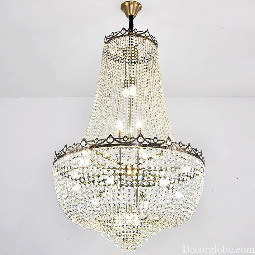 Elegant Crystal Chandelier for Duplex Buildings - A Modern Luxury Fixture for Living Rooms, Dining Spaces, Hotels, and Special Events - DecorGlobe