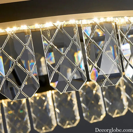Crystal Chandelier - Modern Minimalist LED Black Leather Design for Living Rooms, Bedrooms, and Dining Spaces - DecorGlobe