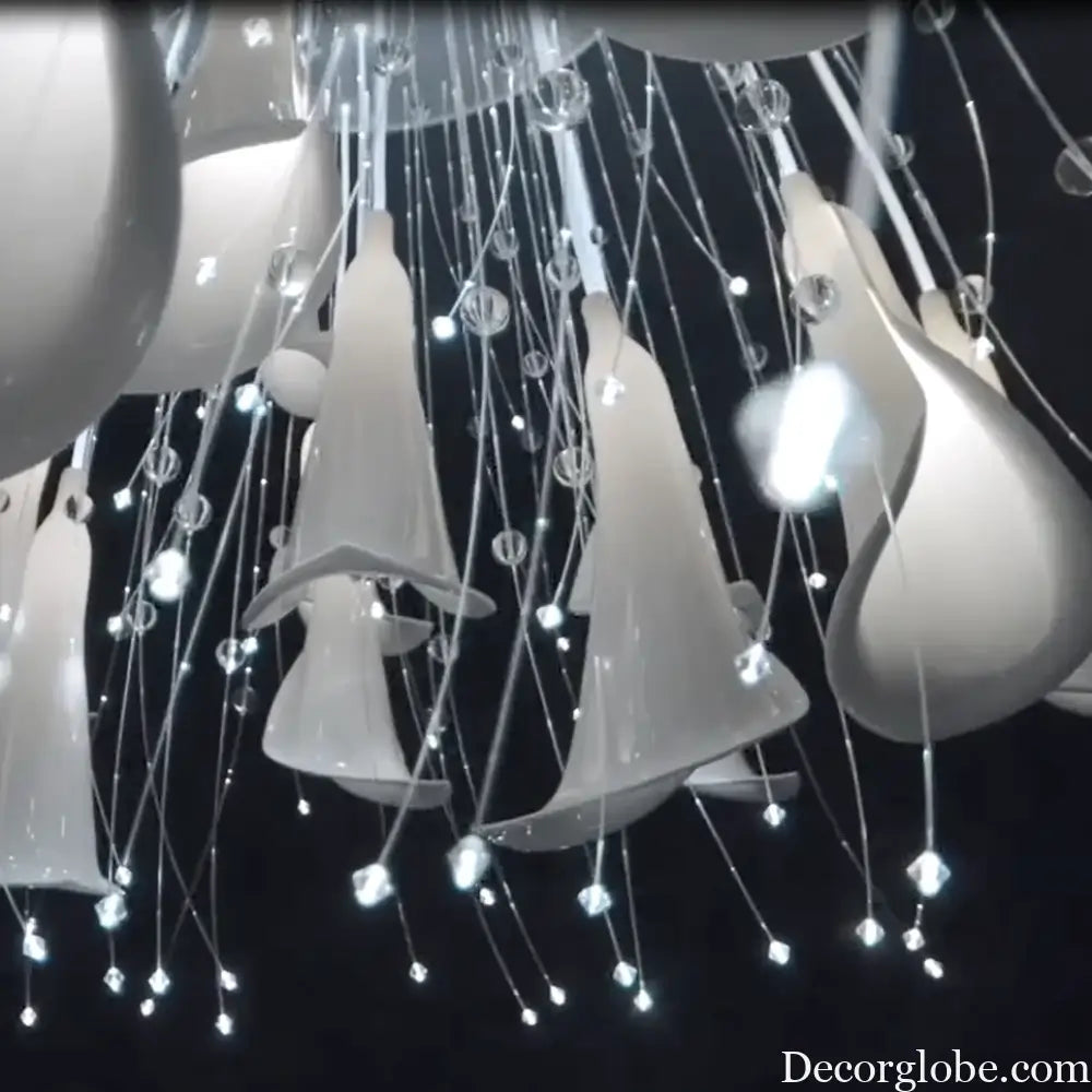 CustomCeramic Chandelier Fiber Light Ceiling Lamp Elegant White Calla Lilies Flora Lightings for Table Top