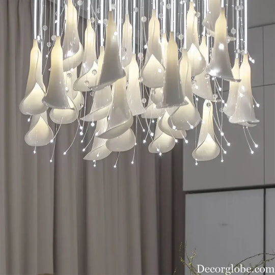 CustomCeramic Chandelier Fiber Light Ceiling Lamp Elegant White Calla Lilies Flora Lightings for Table Top