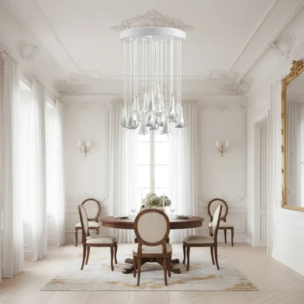 CustomCeramic Chandelier Fiber Light Ceiling Lamp Elegant White Calla Lilies Flora Lightings for Table Top