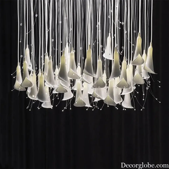 CustomCeramic Chandelier Fiber Light Ceiling Lamp Elegant White Calla Lilies Flora Lightings for Table Top