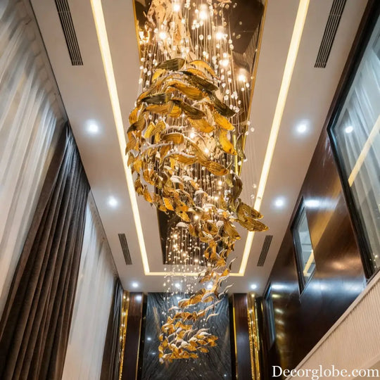 Customized Fish-Shaped Chandelier Hotel Lobby Glass Non-Standard Engineering Fish School Dolphin Wedding Decorative Art