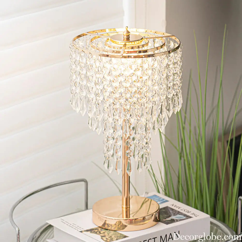 Cross-border European-style Romantic Crystal Table Lamp Bedroom Study Table Lamp Decorative Home LED Light Luxury