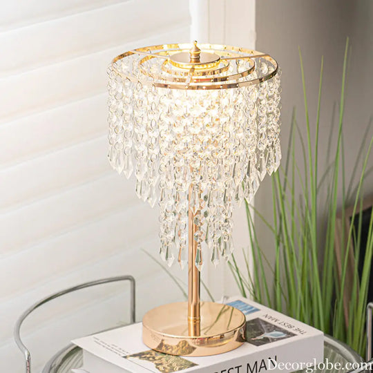 Cross-border European-style Romantic Crystal Table Lamp Bedroom Study Table Lamp Decorative Home LED Light Luxury