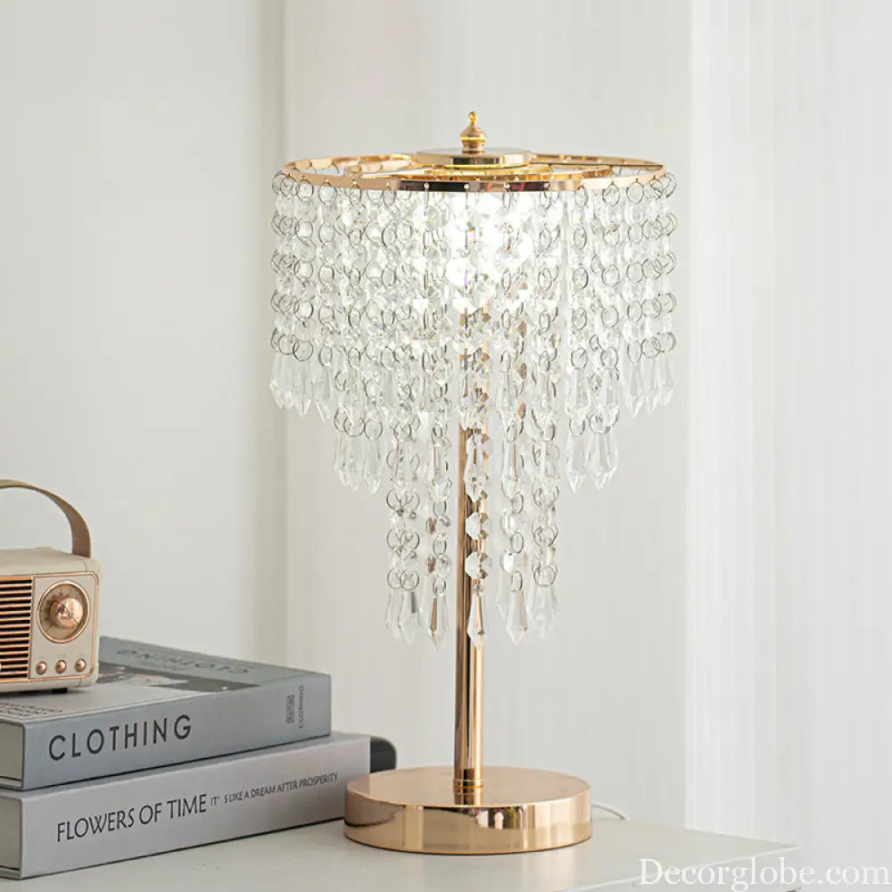 Cross-border European-style Romantic Crystal Table Lamp Bedroom Study Table Lamp Decorative Home LED Light Luxury
