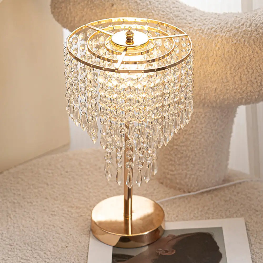 Cross-border European-style Romantic Crystal Table Lamp Bedroom Study Table Lamp Decorative Home LED Light Luxury