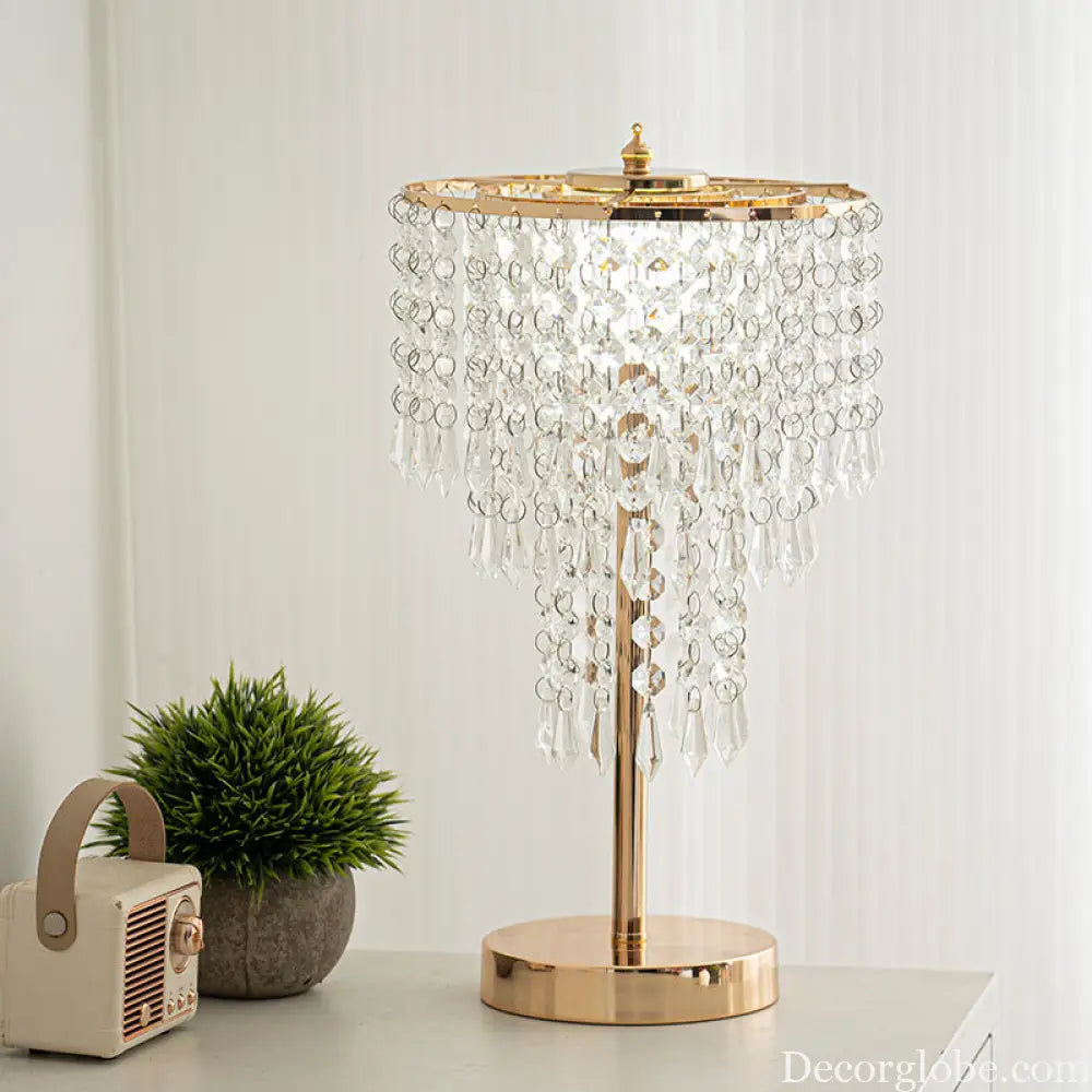 Cross-border European-style Romantic Crystal Table Lamp Bedroom Study Table Lamp Decorative Home LED Light Luxury
