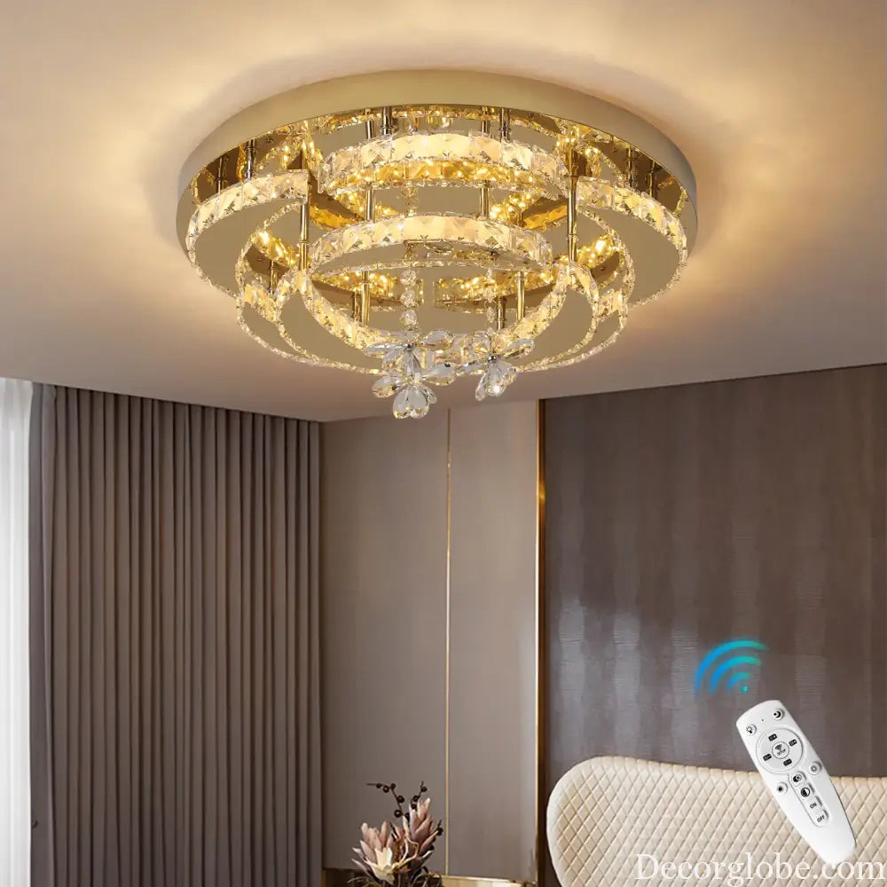 Flower Led Ceiling Lamp Modern Crystal Drop Chandelier Pendant Light Ceiling Light Home Decor Fixtures Living Room RC