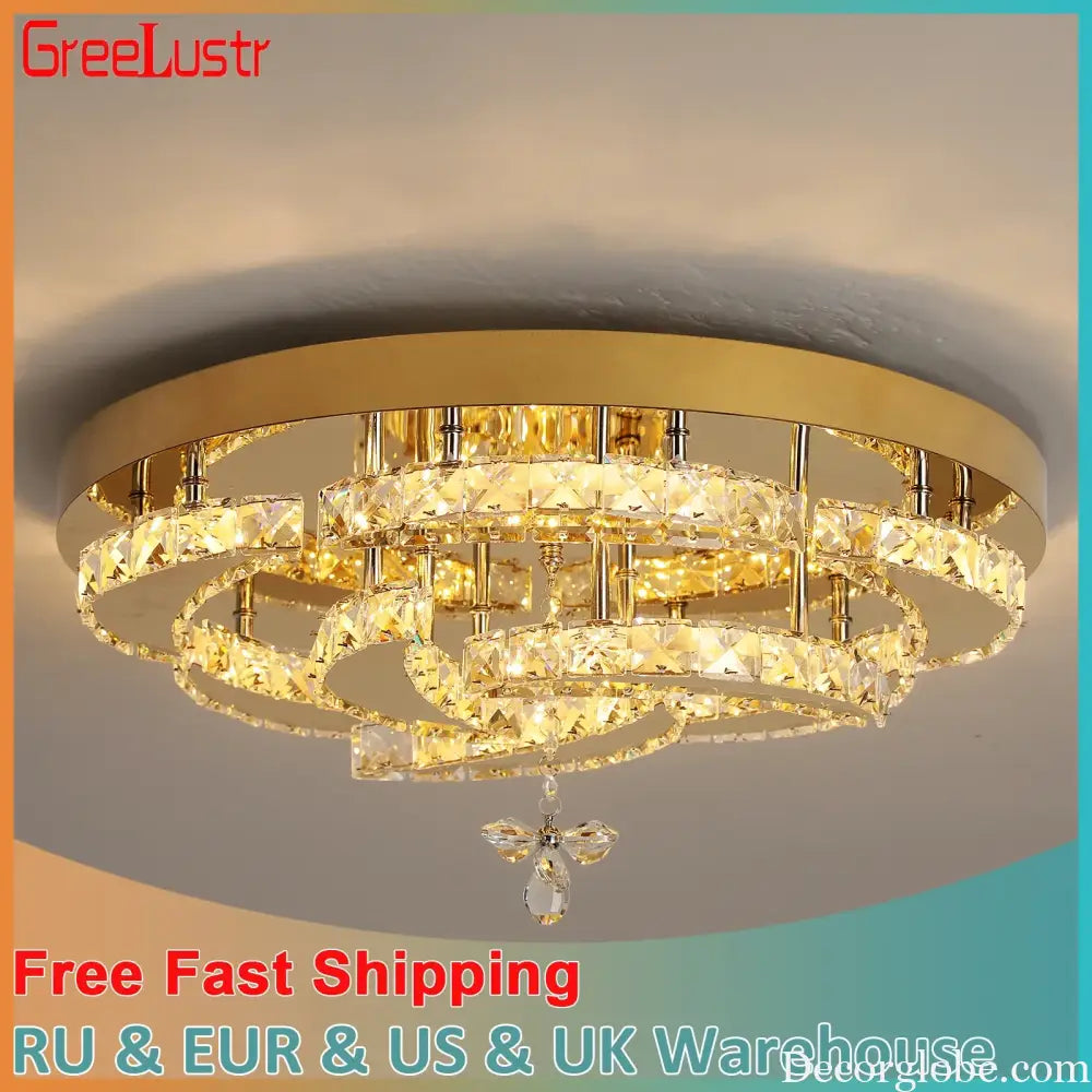 Flower Led Ceiling Lamp Modern Crystal Drop Chandelier Pendant Light Ceiling Light Home Decor Fixtures Living Room RC
