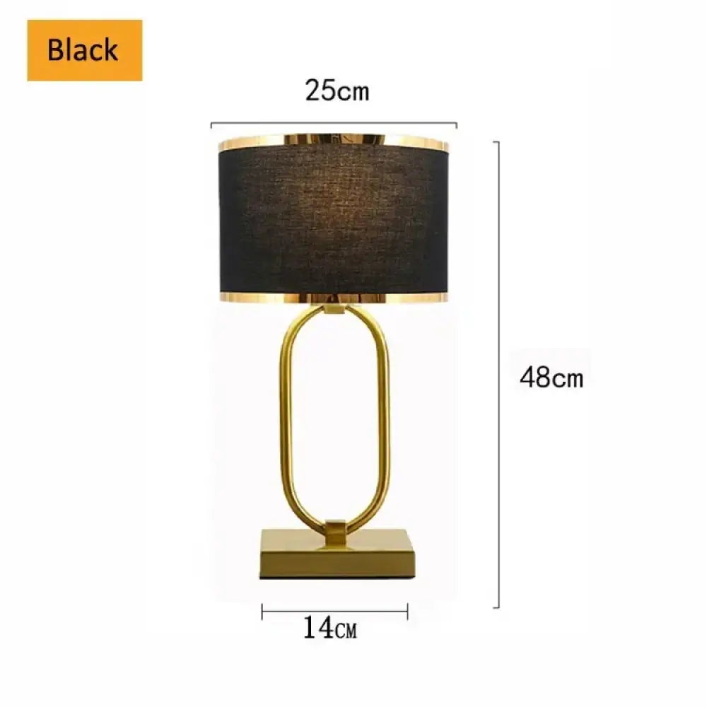 Sophie European Cloth Shade Bedside Lamp E27 Modern Luxury Desk Light - Black no bulb