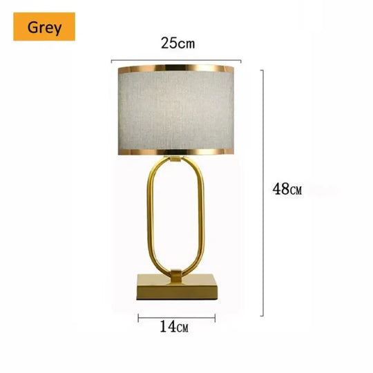 Sophie European Cloth Shade Bedside Lamp E27 Modern Luxury Desk Light - grey no bulb