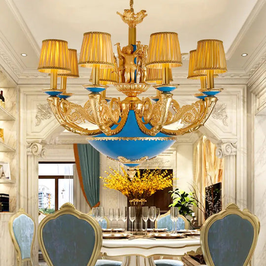 French-style European-style high-end retro palace lamp American-style copper chandelier Villa home lamps living room