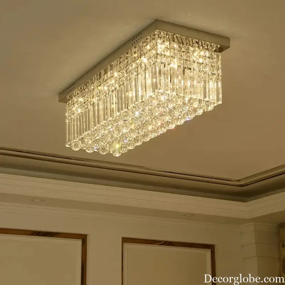 Rectangular and Square Luxurious Villa Living Room Lamp LED Crystal Ceiling Lamp Modern Restaurant Bedroom Home Decor
